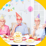 EVYIENEN 50PCS 60th Happy Birthday Plates and Napkins,7 Inch Premium Wihte and Gold Birthday Dessert Cake Plates Party and Cocktail Napkin for Men and Women Table Anniversary Decoration