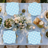 EVYIENEN 50PCS Blue Polka Dot Paper Plates and Napkins Party Supplies, Blue and White Party Plates and Napkins Tableware Set for Birthday Bridal & Baby Shower Wedding Party Decoration