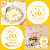EVYIENEN 50PCS 60th Happy Birthday Plates and Napkins,7 Inch Premium Wihte and Gold Birthday Dessert Cake Plates Party and Cocktail Napkin for Men and Women Table Anniversary Decoration