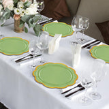 EVYIENEN 50 Pcs Sage Green Paper Plates,7 Inches Gold Foil Disposable Scalloped Paper Party Plates for Cake Dessert Halloween Fall Thanksgiving Birthday Wedding Baby Shower Party Decorations