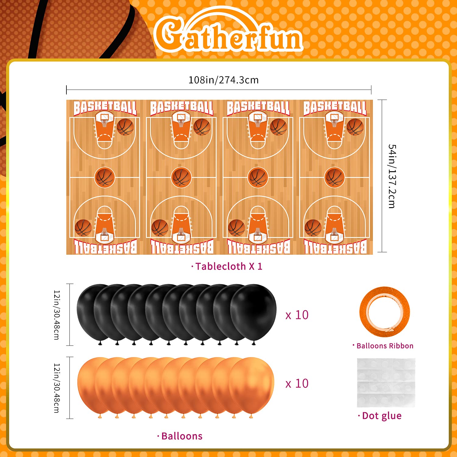 Gatherfun Basketball Party Supplies Paper Plates Napkins Cups Knives