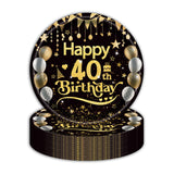 50Pcs 40th Birthday Paper Plates, 9 Inch Black and Gold Disposable Dessert Plates for Men and Women, 40th Birthday and Wedding Party