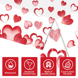 EVYIENEN 3 Pack Valentines Day Plastic Tablecloths,Disposable Red Pink Heart Love Rectangle Table Cover for Wedding Birthday Anniversary Engagement Weeding Party Supplies, 54x108 Inch