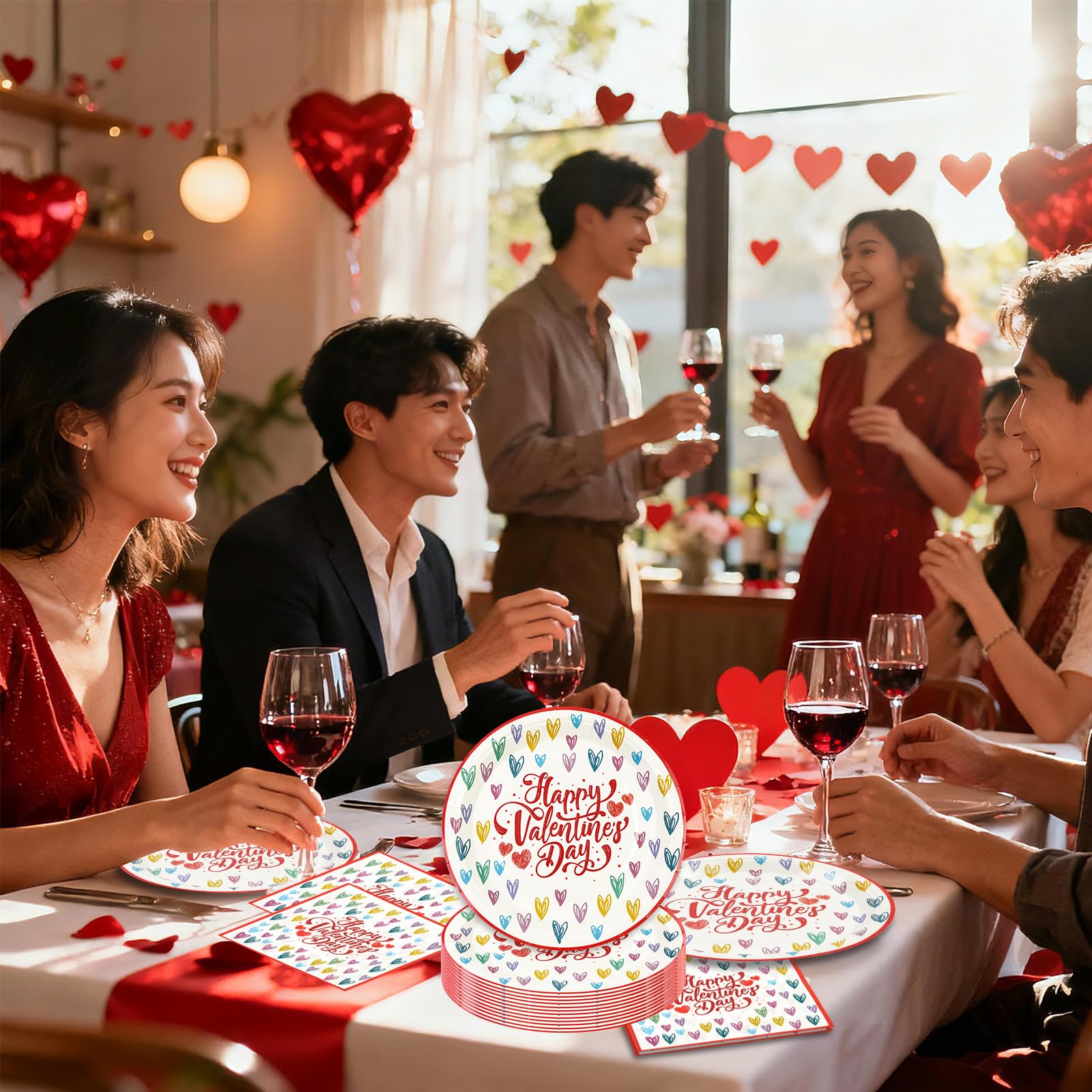 EVYIENEN 40 Pcs Valentines Plates and Napkins Party Supplies,9Inch Disposable Valentines Day Party Dessert Plates for Valentines Day Theme Birthday Party Supplies,Serve 20