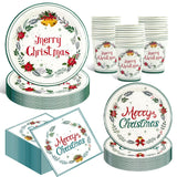 EVYIENEN 200 PCS Christmas Paper Plates and Napkins,Xmas Poinsettia Flower Tree Disposable Dinner Plates Party Dessert Plates for Christma Xmas Winter Party Supplies,Serves 50