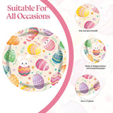 50 Pcs Easter Paper Plates and Napkins, 7 Inch Colorful Bunny & Egg Tableware Set, Serves 25