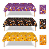 EVYIENEN 3 Pack Happy Halloween Tablecloth,Halloween Cute Pumpkin Ghost Plastic Table Cloth Waterproof Disposable Rectangular for Halloweens Party Picnic Dinner Decor