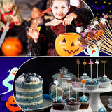 100PCS Halloween Cocktail Picks,4.7inch Halloween Toothpicks for Appetizers Natural Bamboo Cocktail Picks for Halloween Birthday Cake Party Decorations