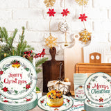 EVYIENEN 200 PCS Christmas Paper Plates and Napkins,Xmas Poinsettia Flower Tree Disposable Dinner Plates Party Dessert Plates for Christma Xmas Winter Party Supplies,Serves 50