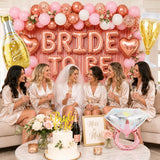 Rose Gold Bachelorette Party Decorations, Bride To Be Bridal Shower Balloons Banner Cake Topper, Pink White Gold Confetti Ring Champagne Bottle Glass Balloons Foil Curtains for Engagement Wedding