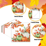 40 PCS Fall Pumpkin Paper Napkins Watercolor Autumn Luncheon Napkins Disposable Pumpkins Maple Leaves Party Napkin for Autumn Thanksgiving Harvest Home Kitchen Party Supplies, 6.5 x 6.5 Inch
