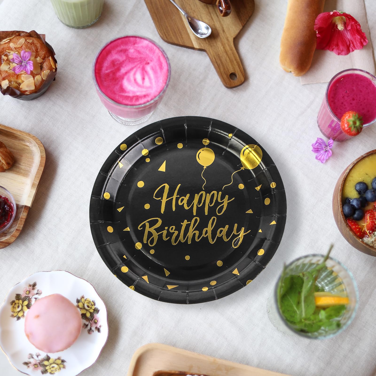 50PCS Red and Gold Foil Polka Dot Paper Plates, 9-Inch Disposable Dinner Plates for Birthdays, Weddings & Holidays