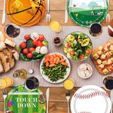 EVYIENEN 48Pcs Sports Birthday Paper Plates,9inch Disposable Sports Football Basketball Golf Baseball Paper Plates in 4 Designs for Kids Birthday Party Favors Decorations