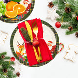 EVYIENEN 50pcs Disposable 7 Inch Paper Plates - Dessert Plates With Merry Christmas Letters, Party Decoration Supplies