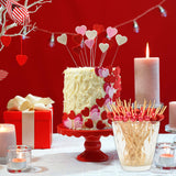 100 pcs Red Heart Shaped Pearl Fancy Cocktail Picks，4.7 Inch Handmade Bamboo Cocktail Toothpicks for Valentines Day Decoration Party Supplies (Red mix)