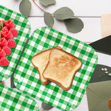 50Pcs Green Striped Paper Plates, 7 Inch Disposable Square Dinner and Dessert Plates for Birthday, Wedding and Baby Shower