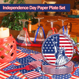 EVYIENEN 75Pcs 4th of July Plates and Napkins Party Supplies,7 Inch American Flag Patriotic Paper Plates and 6.5 Inch Napkins with 6.3 Inch Forks Disposable Tableware Set