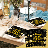40pcs 60th Birthday Paper Napkins,13 x 13 inch Black and Gold Scalloped Dessert Cocktail Napkins Disposable Party Men Women Napkins 60th Birthday Decorations