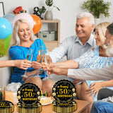 EVYIENEN 50Pcs 50th Birthday Party Paper Plates,7inch Disposable Black and Gold Scalloped Dessert Party Plates for Birthday Wedding Anniversary Reception Event Decorations