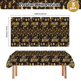 EVYIENEN 3Pcs Happy New Year Tablecloths,Black and Gold Table Covers Disposable Plastic Waterproof Tables Cover for 2026 New Year Table Supplies