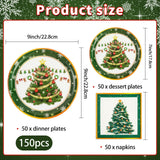 EVYIENEN 150 Pcs Christmas Plates and Napkins,Christmas Tree Party Supplies Merry Christma Disposable Paper Plates Napkins Dinnerware Set for Holiday Party Table Supplies