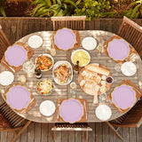 EVYIENEN 50 Pcs Purple Paper Plates,7 Inches Gold Foil Disposable Scalloped Paper Party Plates for Cake Dessert Halloween Fall Thanksgiving Birthday Wedding Baby Shower Party Decorations