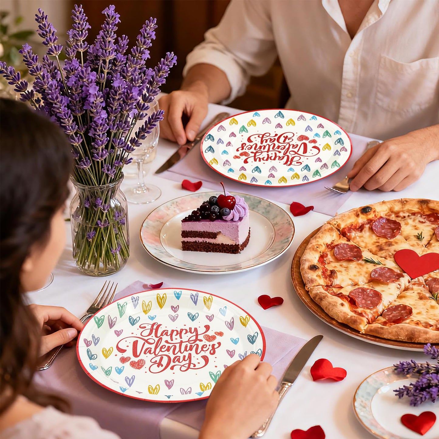 EVYIENEN 40 Pcs Valentines Plates and Napkins Party Supplies,9Inch Disposable Valentines Day Party Dessert Plates for Valentines Day Theme Birthday Party Supplies,Serve 20