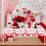 EVYIENEN 3 Pack Valentines Day Plastic Tablecloths,Disposable Red Pink Heart Love Rectangle Table Cover for Wedding Birthday Anniversary Engagement Weeding Party Supplies, 54x108 Inch