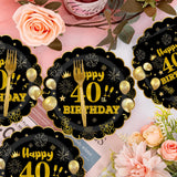 75 PCS 60th Birthday Party Supplies Paper Plates and Napkins,Black and Gold 60th Birthday Plates Napkins Tableware Set for Boys Girls Tableware Set Decorations