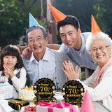 EVYIENEN 75 PCS 70th Birthday Party Supplies Paper Plates and Napkins,Black and Gold 70th Birthday Plates Napkins Tableware Set for Boys Girls Tableware Set Decorations