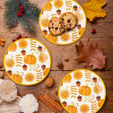 50 Pack Fall Paper Plates,7inch Disposable Fall Maple Leaf Paper Dinner Party Plates for Thanksgiving Pumpkins Birthday Holiday Family Gatherings Parties (Pumpkins)