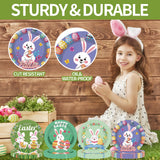 EVYIENEN 48 pcs Happy Easter Paper Plates,7Inch Dessert Plates Decorative Spring Bunny Egg Dinnerware Tableware for Easter Kids Adult Party Supplies Decorations(4 Designs)