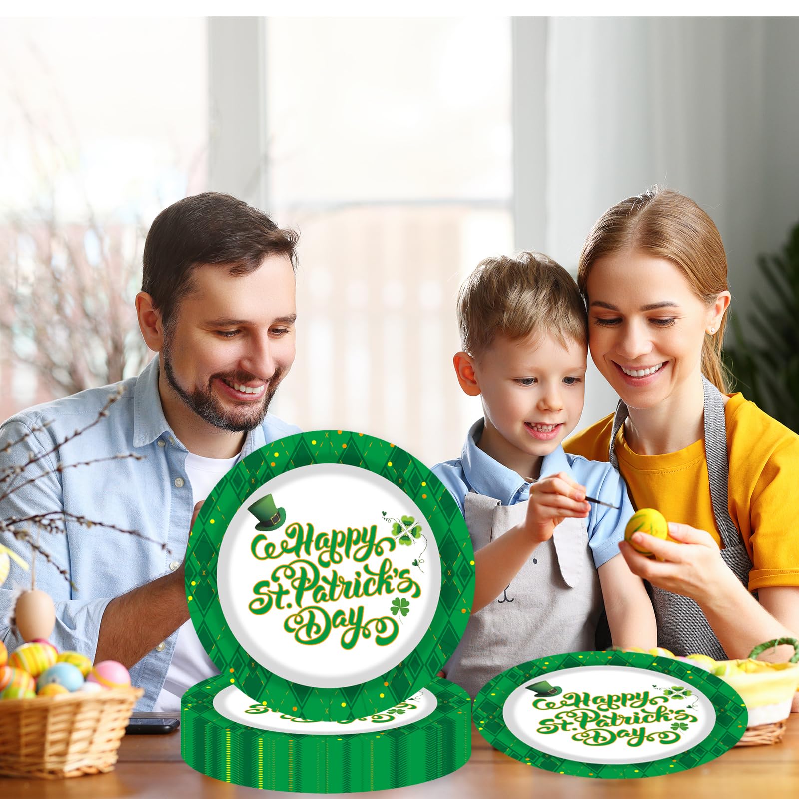 75 Pcs St Patrick's Day Plates and Napkins Supplies Set,Lucky Green Shamrock Theme Party Tableware Decorations Favors for Birthday Party Baby Shower St Patricks Day Decorations