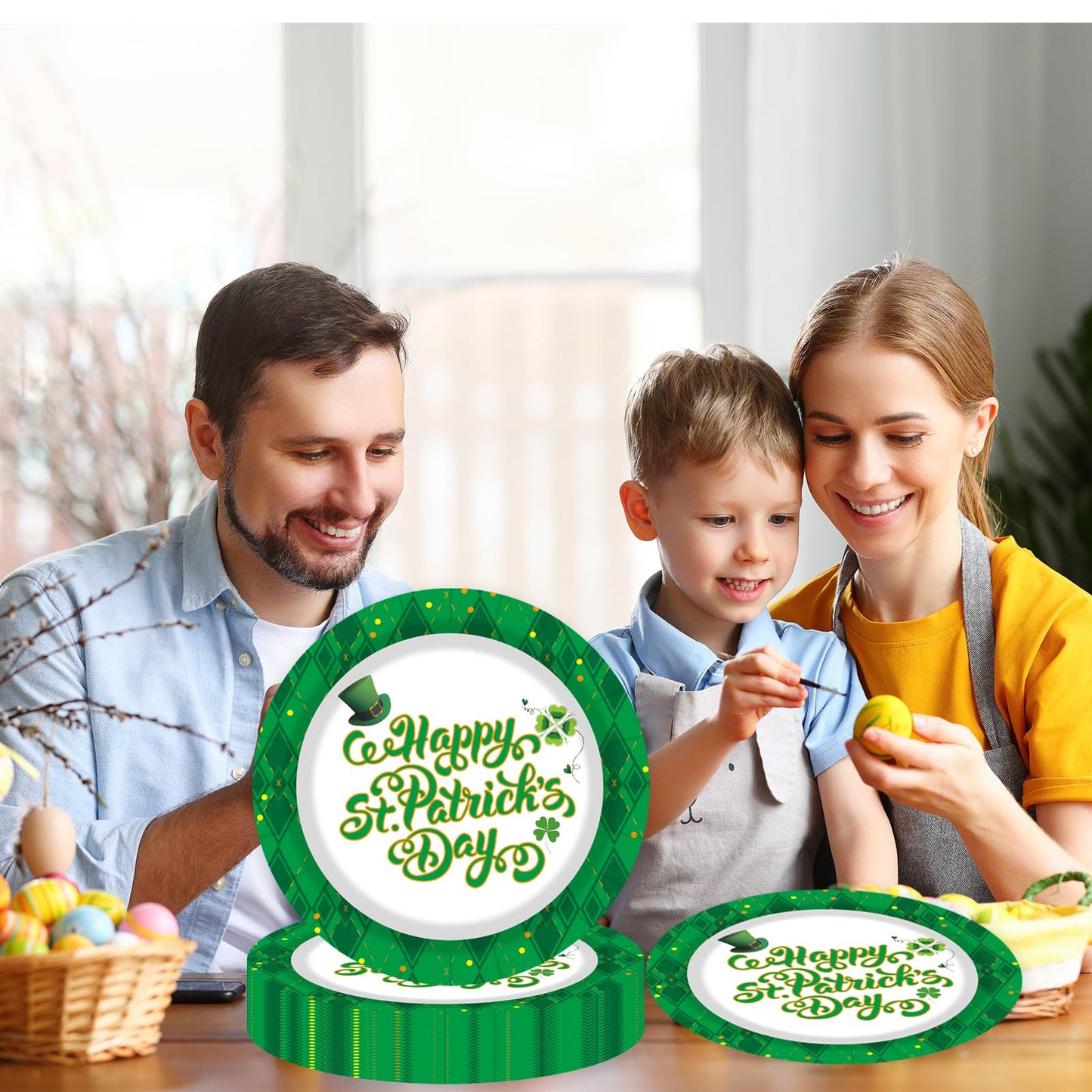 75 Pcs St Patrick's Day Plates and Napkins Supplies Set,Lucky Green Shamrock Theme Party Tableware Decorations Favors for Birthday Party Baby Shower St Patricks Day Decorations
