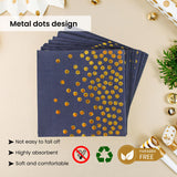 50Pcs Dark Blue and Gold Dinner Plates and Napkins, 9 Inch Gold Foil Dot Dessert Plates with Napkins for Birthdays, Weddings and New Year, Serves 25