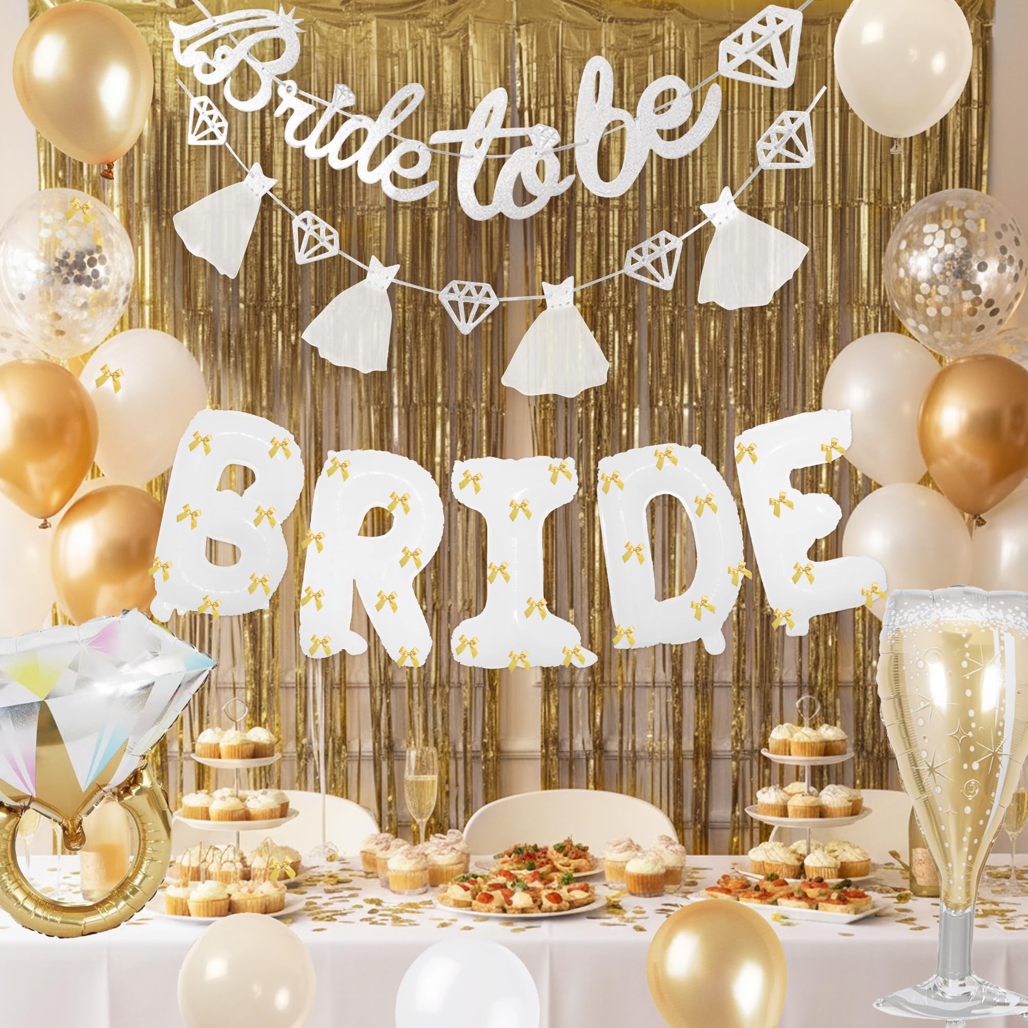Sand White Bachelorette Party Decorations - 67pcs Bridal Shower Bride to Be Decor with Bride Banner Balloons, Fringe Curtains Veil Sash for Wedding Engagement Coast Hen Party