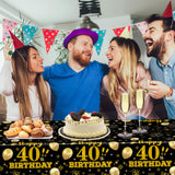 EVYIENEN 2 Pack 40th Birthday Tablecloth,Disposable Black Gold Plastic Waterproof Rectangular Table Covers for Christmas Party Decorations Men Women, 54 x 108 Inch