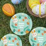 EVYIENEN 50 Pcs Happy Easter Paper Plates,7 inch Green Easter Bunny Dessert Plates for Spring Birthday Party Supplies Table Decorations