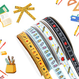 4 Rolls Back to School Ribbon for Crafts Wreath Bows Teacher Ribbon Ruler Ribbons for Wrapping Teacher Appreciation Gift School Theme Grosgrain Ribbons for DIY Supplies Party Supplies