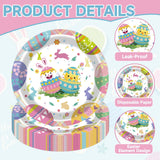 50Pcs Easter Paper Plates, 7 Inch Colorful Bunny and Egg Dessert Plates for Easter, Spring and Birthday Parties