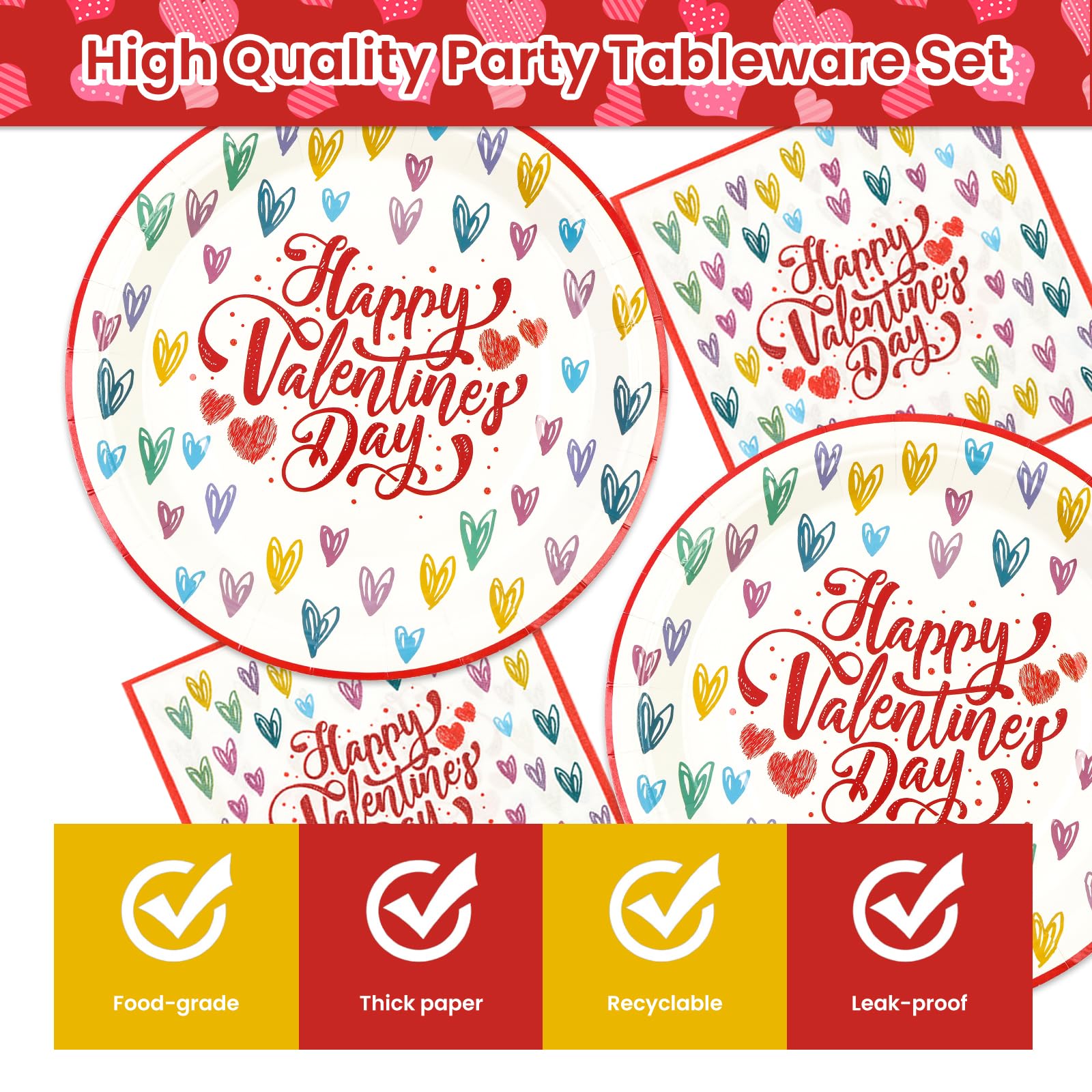 EVYIENEN 40 Pcs Valentines Plates and Napkins Party Supplies,9Inch Disposable Valentines Day Party Dessert Plates for Valentines Day Theme Birthday Party Supplies,Serve 20