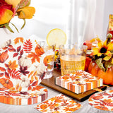 40Pcs Fall Paper Plates and Napkins,Thanksgiving Dessert Plates and Cocktail Napkins for Fall Thanksgiving Autumn Home Kitchen Birthday Party Supplies