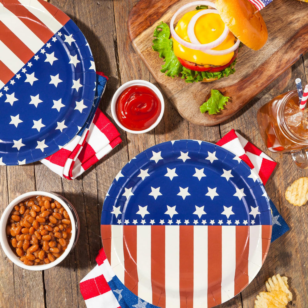 EVYIENEN 40pcs American Independence Day Party Supplies Disposable dinner paper plates and Napkins Sets 4th of July American Flag Patriotic Party Decorations, Serve 20 — image 4