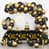 EVYIENEN 2 Pack 60th Birthday Tablecloth,Disposable Black Gold Plastic Waterproof Rectangular Table Covers for Christmas Party Decorations Men Women, 54 x 108 Inch
