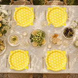 EVYIENEN 50PCS Yellow Polka Dot Paper Plates and Napkins Party Supplies, Yellow and White Party Plates and Napkins Tableware Set for Birthday Bridal & Baby Shower Wedding Party Decoration