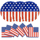 40 Pcs American Flag Patriotic Party Supplies, 9 Inch Plates & Napkins for 4th of July, Serves 20