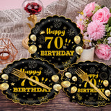 EVYIENEN 96Pcs 60th Birthday Party Tableware Set,Back in 1965 Birthday Party Decorations Supplies, Disposable Black and Gold 60th Birthdays Paper Plates Napkins Forks Favors for Men Women, Serve 24