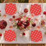 EVYIENEN 50PCS Red Polka Dot Paper Plates and Napkins Party Supplies,Red and White Party Plates and Napkins Tableware Set for Birthday Bridal & Baby Shower Wedding Party Decoration