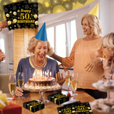 50pcs 40th Birthday Paper Napkins,13 x 13 inch Black and Gold Scalloped Dessert Cocktail Napkins Disposable Party Men Women Napkins 540th Birthday Decorations