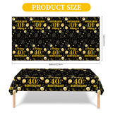 EVYIENEN 2 Pack 60th Birthday Tablecloth,Disposable Black Gold Plastic Waterproof Rectangular Table Covers for Christmas Party Decorations Men Women, 54 x 108 Inch